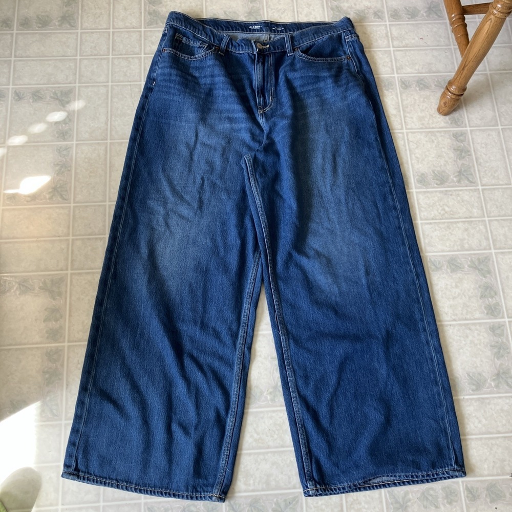 Old Navy baggy high rise wide leg medium Wash jeans plus size 16 Grunge